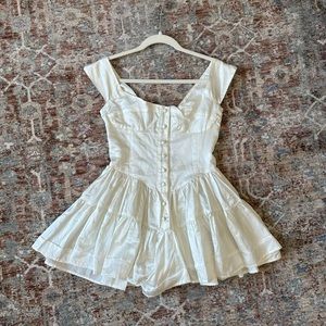 Vanessa Mooney white silk Elisabeth romper dress
